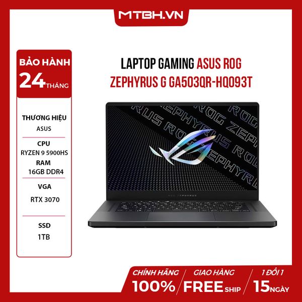 LAPTOP GAMING ASUS ROG ZEPHYRUS G GA503QR-HQ093T RYZEN 9 5900HS | RTX 3070 8GB | 16GB RAM | 1TB SSD | 15.6