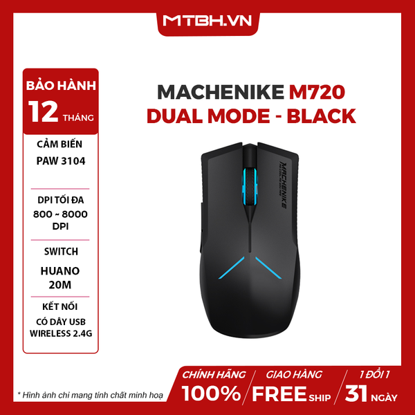 CHUỘT MACHENIKE M720 DUAL MODE - BLACK (CÓ DÂY/2.4G WIRELESS)