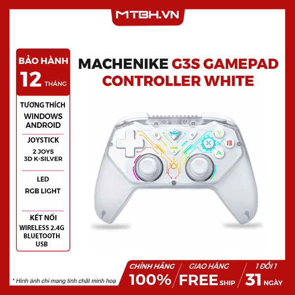 TAY CẦM GAME KHÔNG DÂY MACHENIKE G3S GAMEPAD CONTROLLER WHITE