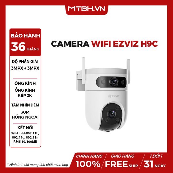 CAMERA WIFI EZVIZ H9C QUAY QUÉT, ỐNG KÍNH KÉP 3K (5MP+5MP)