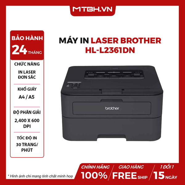 MÁY IN LASER BROTHER HL-L2361DN | A4/A5/ Đảo mặt/ USB/ LAN
