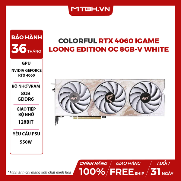 VGA Colorful RTX 4060 IGame Loong Edition OC 8GB-V White