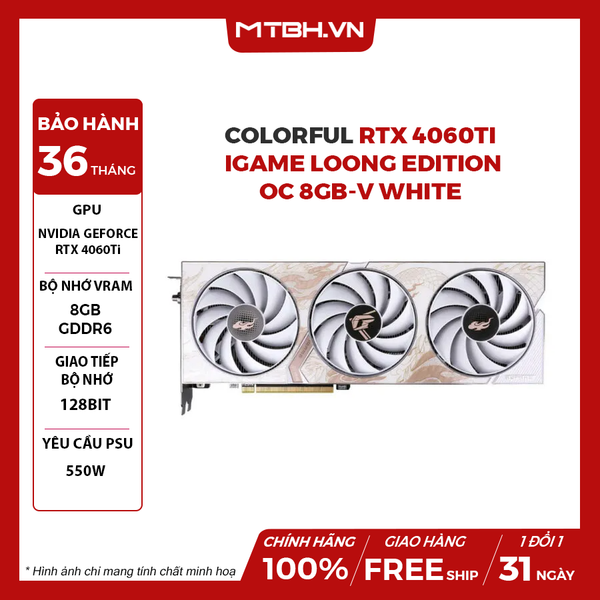 VGA Colorful RTX 4060 Ti iGame Loong Edition OC 8GB-V GDDR6 White