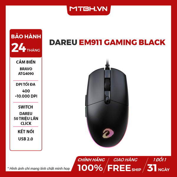 Chuột DareU EM911 Gaming Black