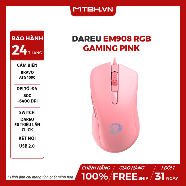 CHUỘT DAREU EM908 RGB GAMING PINK