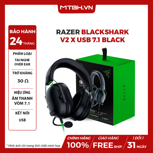 Tai Nghe Razer BlackShark V2 X USB 7.1 Black