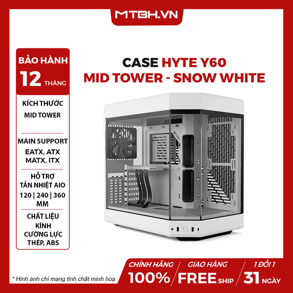 Case HYTE Y60 Mid Tower - Snow White