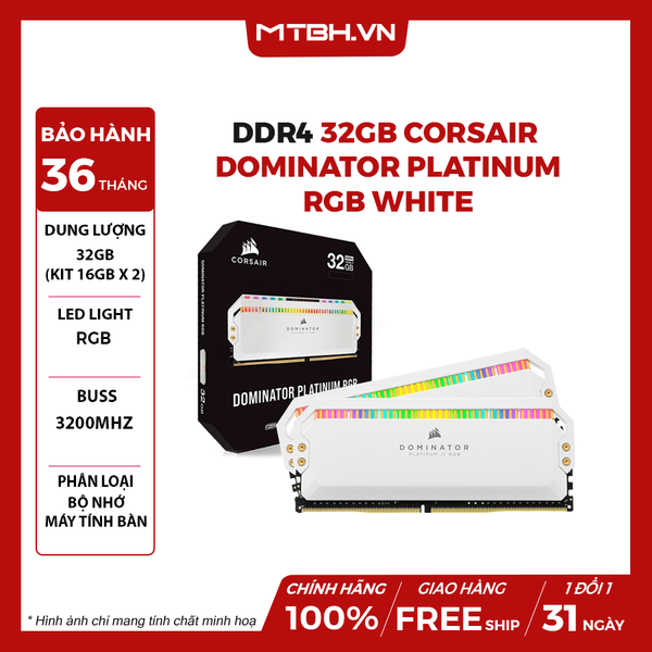 RAM DDR4 32GB CORSAIR 3200Mhz DOMINATOR Platinum RGB White (KIT 2*16GB)