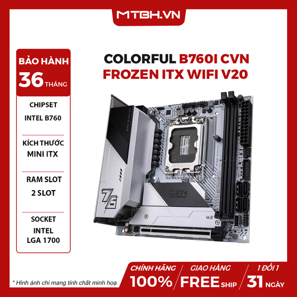 Main Colorful B760I CVN Frozen ITX WiFi V20 ( M.2, HDMI, DP, Type C)
