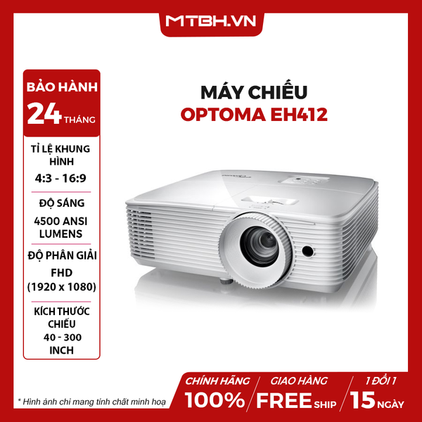 MÁY CHIẾU OPTOMA EH412 - 4500 Ansi lumens | Full HD 1920 x 1080