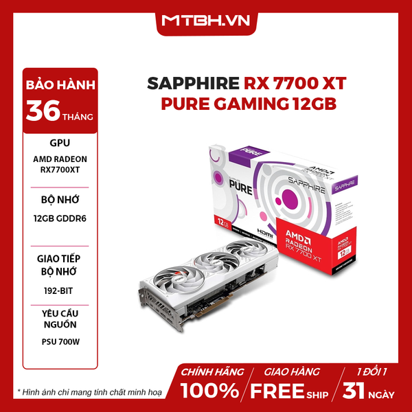VGA SAPPHIRE RX 7700 XT PURE GAMING OC 12GB