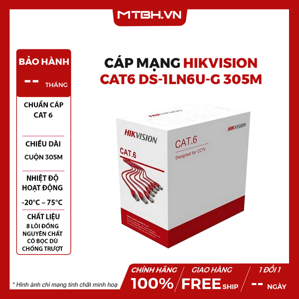 Thùng Cáp Mạng HIKVISION CAT6 DS-1LN6U-G 305M
