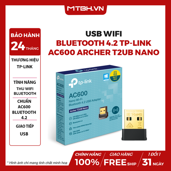 USB Wifi Bluetooth 4.2 TP-Link AC600 Archer T2UB Nano