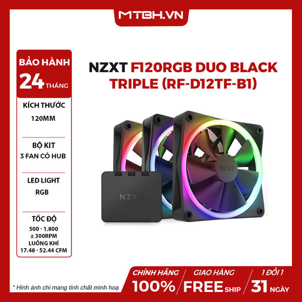 FAN CASE NZXT F120RGB DUO BLACK - TRIPLE (RF-D12TF-B1)