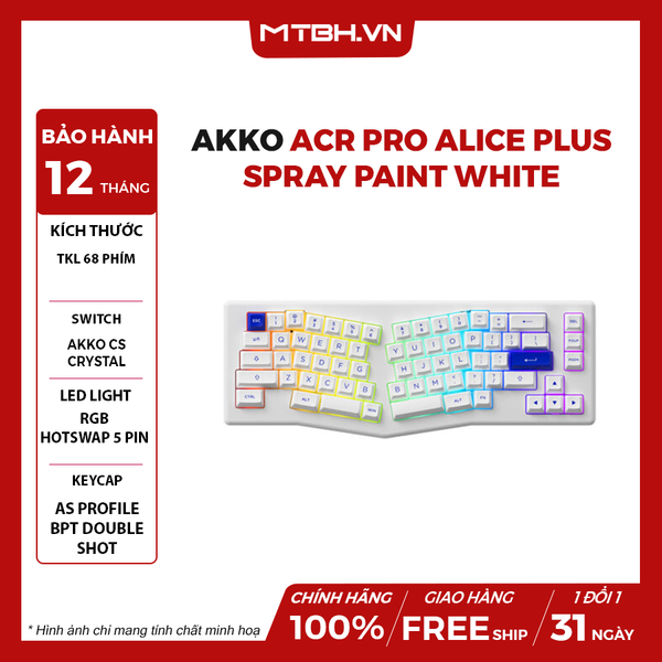 BÀN PHÍM CƠ AKKO ACR PRO ALICE PLUS - SPRAY PAINT WHITE (AKKO CS SWITCH - CRYSTAL)