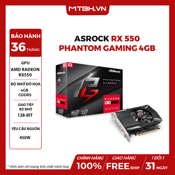 VGA ASRock RX 550 PHANTOM GAMING 4GB GDDR5