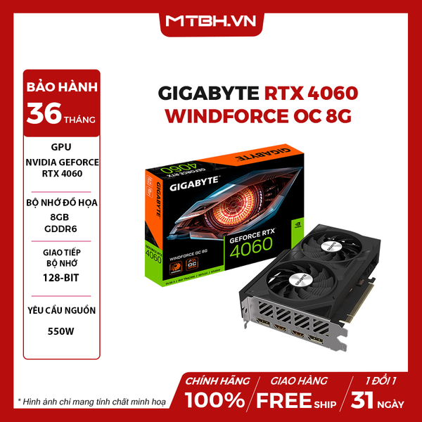 VGA GIGABYTE RTX 4060 WINDFORCE OC 8G GDDR6