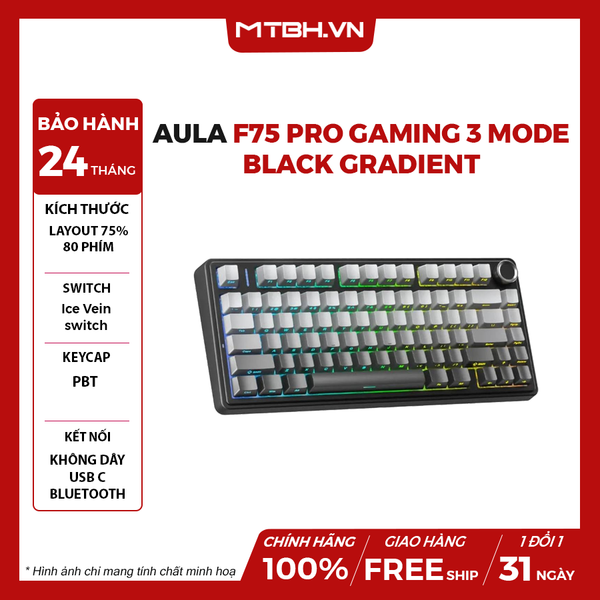 BÀN PHÍM CƠ AULA F75 RPO GAMING 3 MODE (Black gradient/Reaper switch)