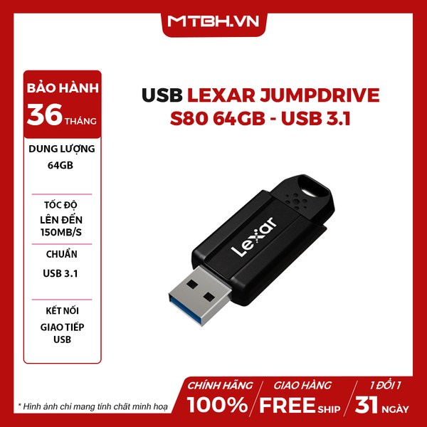 USB LEXAR JUMPDRIVE S80 64GB - USB 3.1