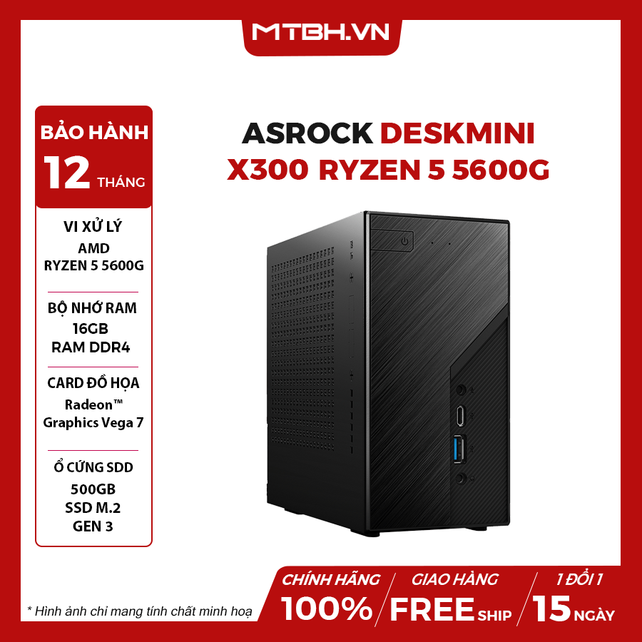 Mini PC ASRock DeskMini X300 ST-AX35600G (Ryzen 5 5600G, Ram