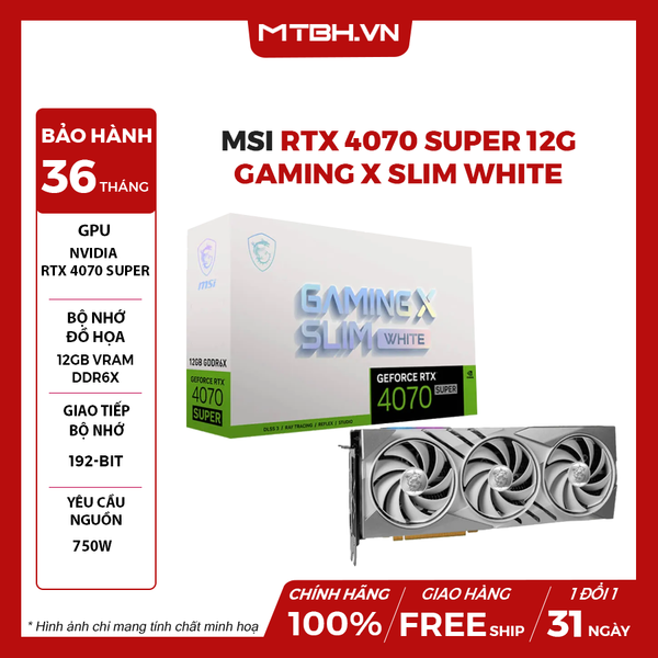 VGA MSI RTX 4070 SUPER 12G GAMING X SLIM WHITE