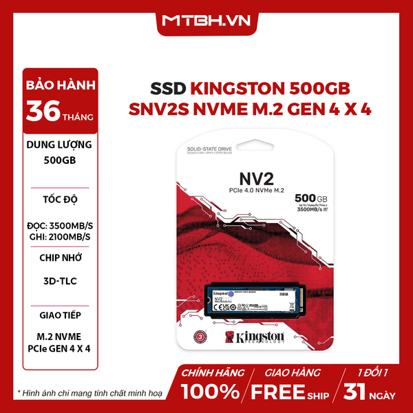 SSD Kingston 500GB SNV2S NVMe M.2 Gen 4 x 4