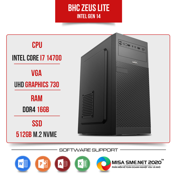 PC Văn Phòng BHC Zeus Lite Gen 14th ( i7 14700 | 16GB DDR4 | 512GB )