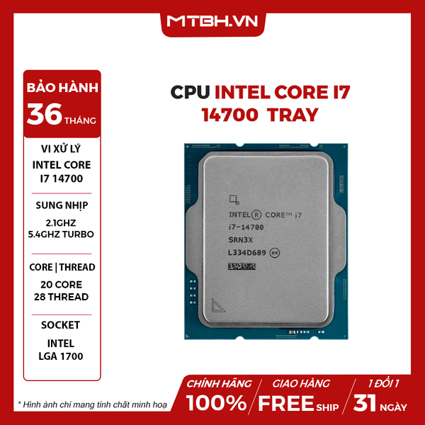 CPU Intel Core I7 14700 (Raptor Lake Refresh, LGA 1700) TRAY GEN 14
