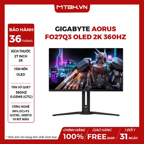 MÀN HÌNH LCD GIGABYTE AORUS FO27Q3 27'' OLED 2K 360Hz CHUYÊN GAME