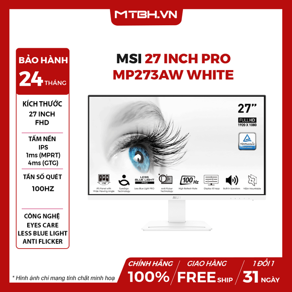 LCD MSI 27 INCH Pro MP273AW FHD IPS 100Hz 1ms HDMI+VGA+DP White