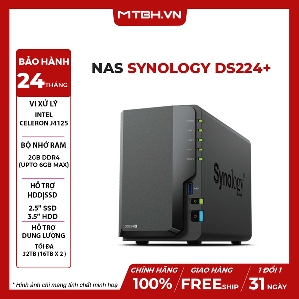 Thiết bị lưu trữ mạng NAS Synology DS224+