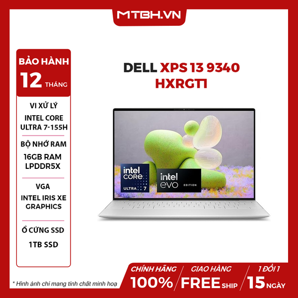 LAPTOP DELL XPS 13 9340 HXRGT1 ULTRA 7-155H | Intel Arc Graphics |16GB RAM | 1TB SSD | 13.4