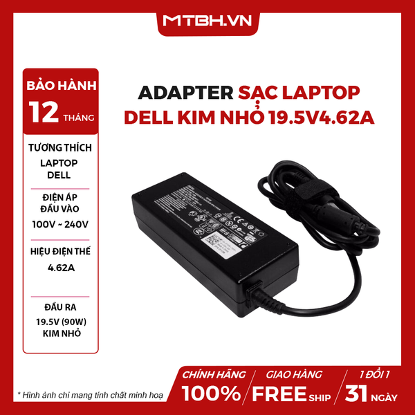 ADAPTER SẠC LAPTOP DELL KIM NHỎ 19.5V4.62A