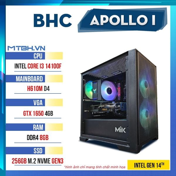 PC Gaming Apollo I Gen 14th ( i3 14100F | GTX 1650 | 8GB DDR4 | 240GB )