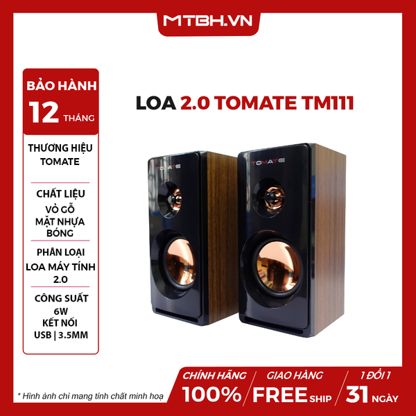 LOA MÁY TÍNH 2.0 TM111 - VỎ GỖ | USB + 3.5mm