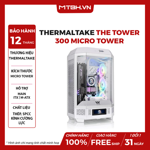 Case Thermaltake The Tower 300 Micro Tower Chassis White 2 Fan ARGB