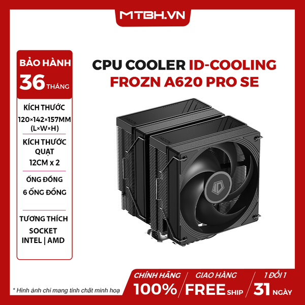 BỘ TẢN NHIỆT KHÍ CPU ID-COOLING FROZN A620 PRO SE (2 fan - 6 ống đồng)