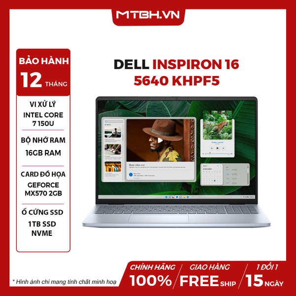 LAPTOP DELL INSPIRON 16 5640 KHPF5 CORE 7 150U | MX570 2GB GDDR6 | 16GB RAM | 1TB SSD | 16