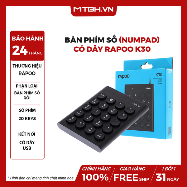 Bàn phím số (Numpad) có dây Rapoo K30