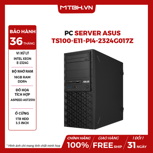 PC Server Asus TS100-E11-PI4-2324G017Z (E-2324G/16GB RAM/1TB HDD/No OS)