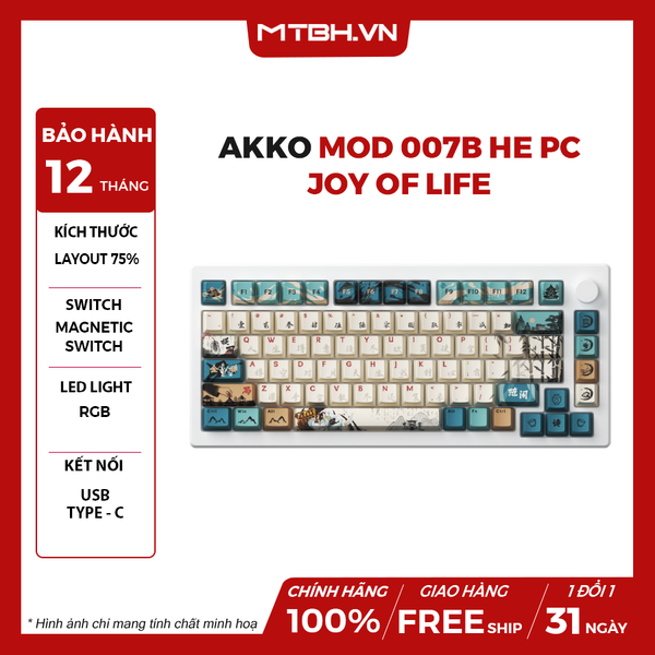 Bàn Phím Cơ AKKO MOD 007B HE PC Joy of Life (Hotswap,RGB / USB Type C 8K Hz/ Magnetic Switch / Rapid Trigger)