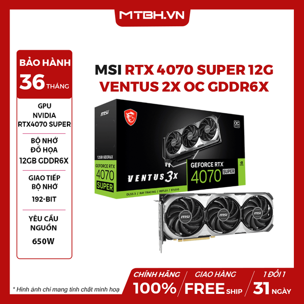 VGA MSI RTX 4070 SUPER 12G VENTUS 3X OC GDDR6X