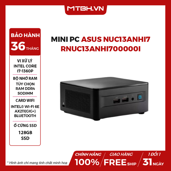 Mini PC Asus NUC13ANHI7 RNUC13ANHI700000I (i7 1360P/ DDR4/ SSD NVMe/ None OS)