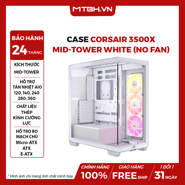 Case Corsair 3500X Mid-Tower White (No Fan)