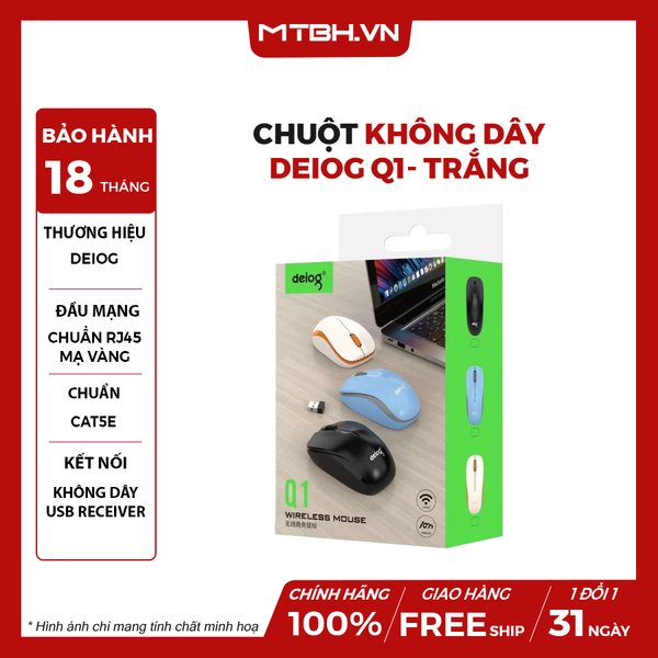 CHUỘT KHÔNG DÂY DEIOG Q1- TRẮNG