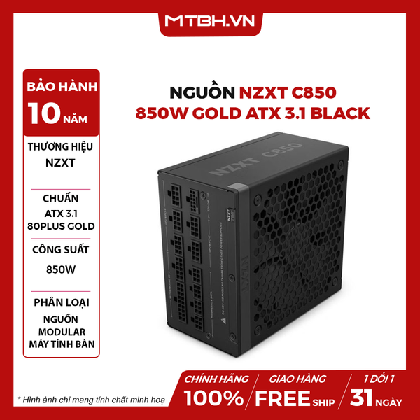 Nguồn NZXT C850 850W Gold ATX 3.1 Black