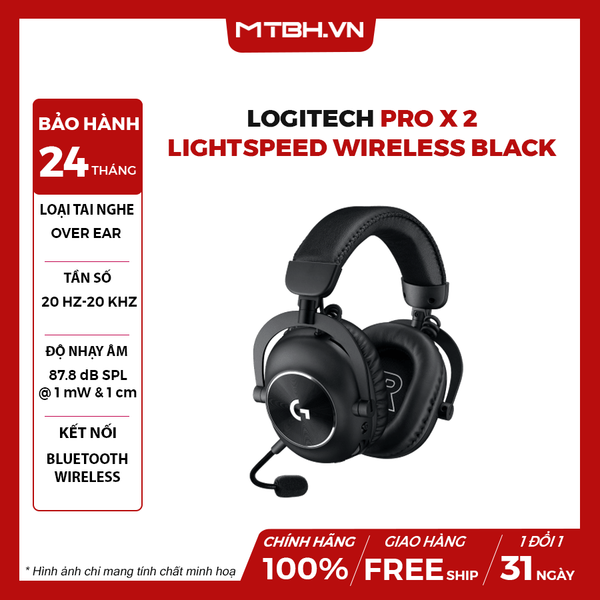 Tai Nghe Logitech PRO X 2 LIGHTSPEED Wireless Black