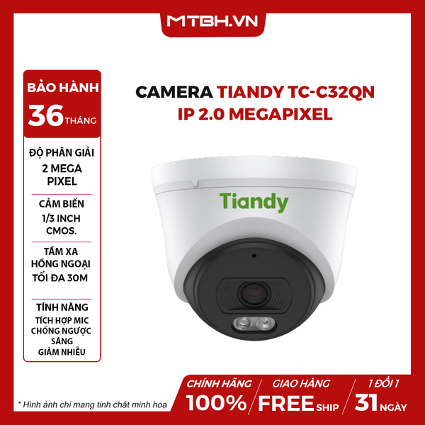 Camera TIANDY TC-C320N IP Dome Hồng Ngoại 2.0 Megapixel (I3/E/Y/2.8mm)