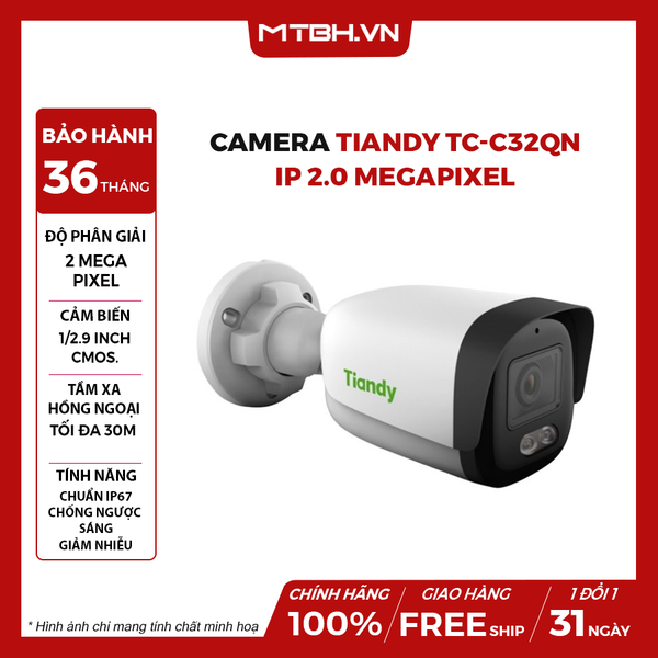 Camera TIANDY TC-C32QN IP Hồng Ngoại 2.0 Megapixel (I5W/E/Y/4mm/V4.2)