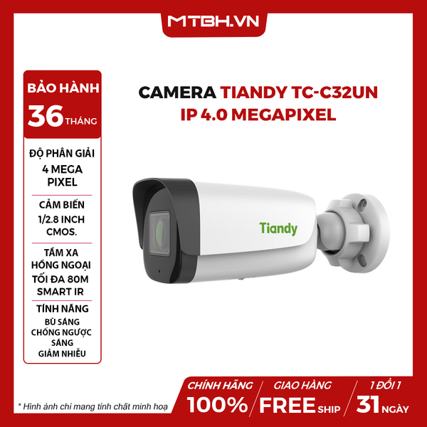 Camera TIANDY TC-C32UN IP Hồng Ngoại 4.0 Megapixel (I8/A/E/Y/2.8-12mm/V4.2)